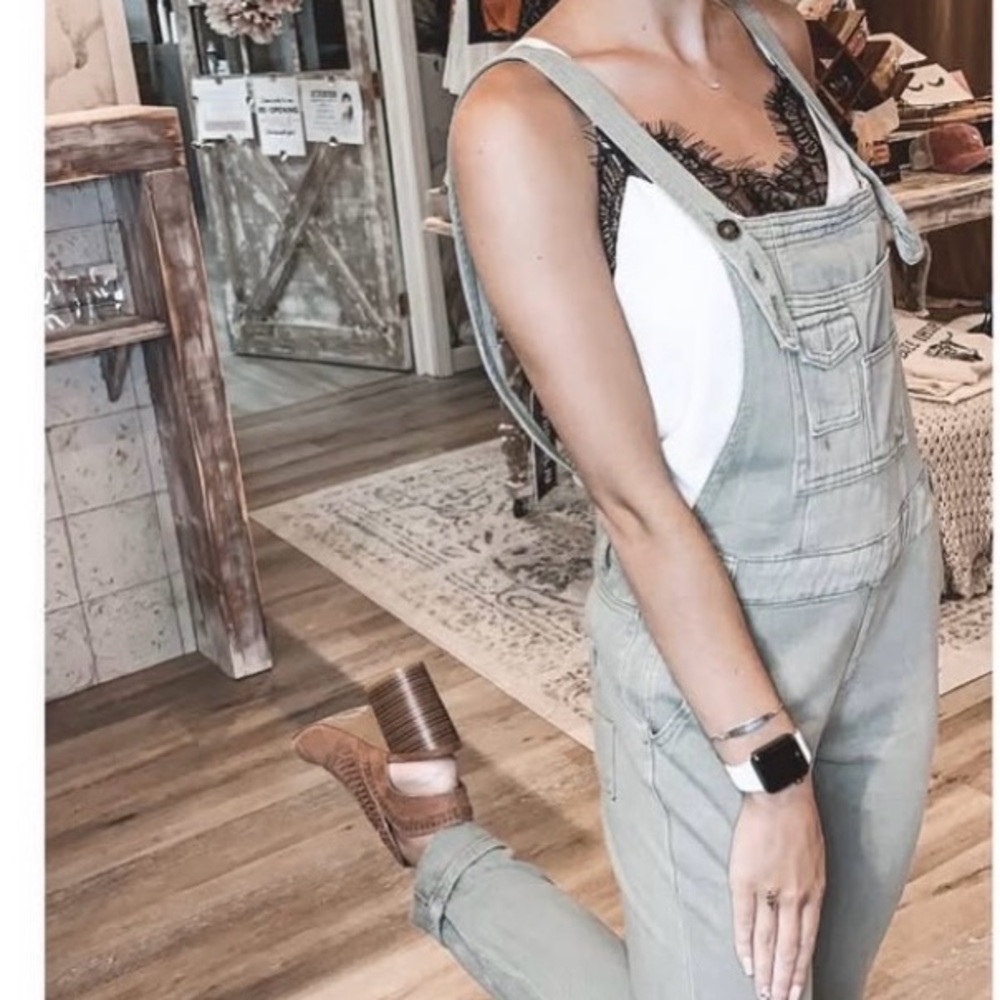 Women's Green Denim Overalls